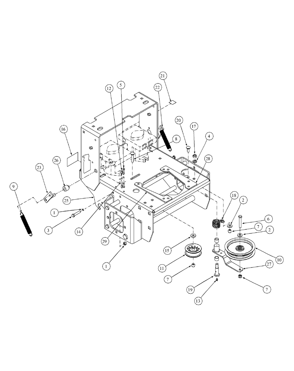 Engine Deck Assembly Hydro Wt Diagram and Parts List for HF1748 55AF3D4V150-WAM Cub Cadet Lawn Mower
